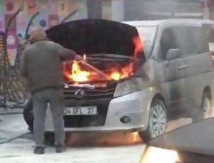 Akaryakıt istasyonunda araç yandı:Facianın eşiğinden dönüldü